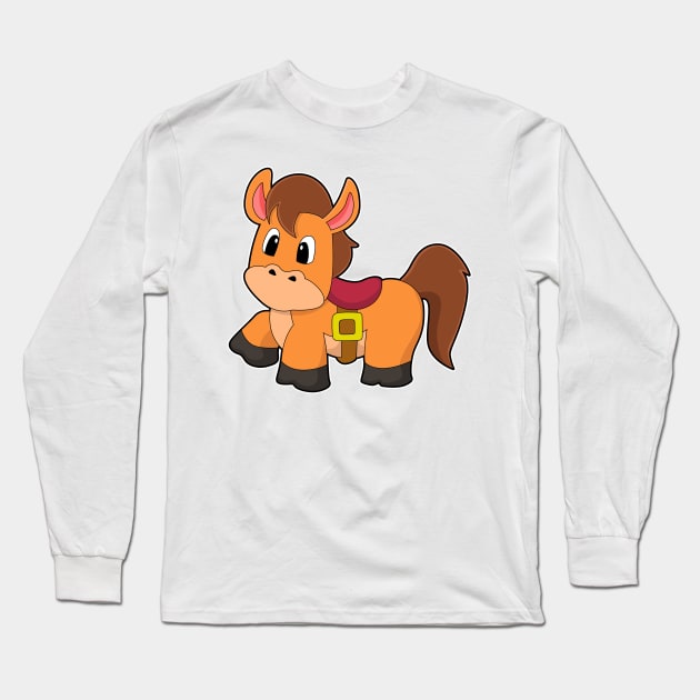 Horse with Saddle Long Sleeve T-Shirt by Markus Schnabel